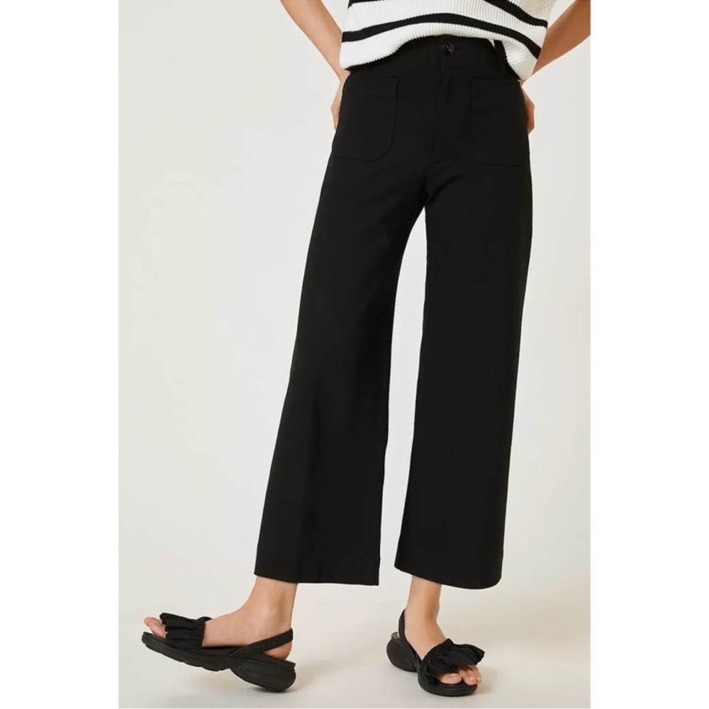 Anthropologie Collette High Rise Wide Leg Crop Ponte Pants in Black